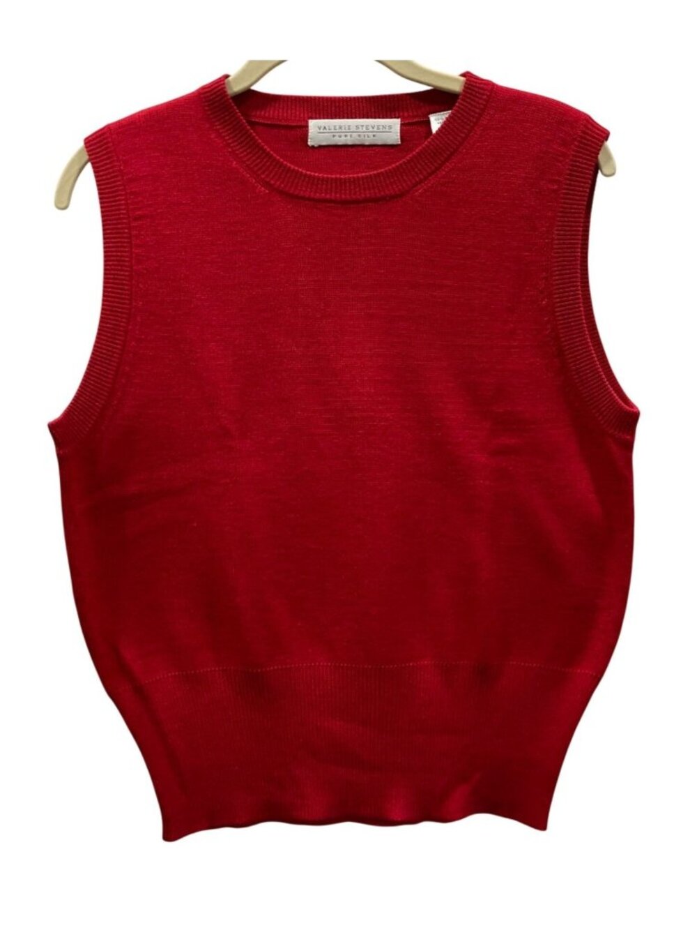 Vintage 90s Vibrant Silk Knit Vest L Red Preppy Holidays Retro Tomato Girl Twee